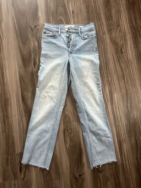 Denim Forum Light Blue High-Rise Cropped Straight Jeans